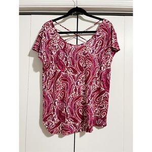 Lucky Brand Paisley Cross-Back Large Tee